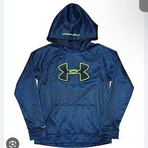 Men’s Under Armour Navy Hoodie with Lime Logo. Storm 1